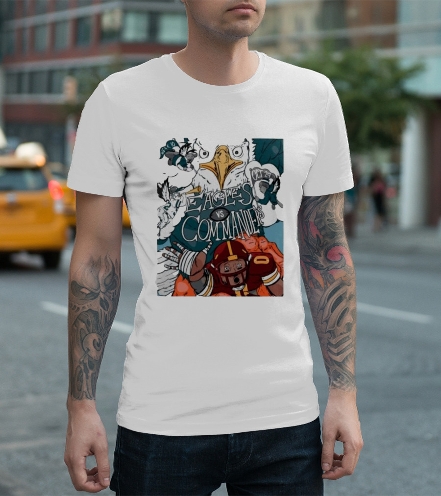 Eagles Vs Commanders Cartoon October 29 Football Showdown T-Shirt
