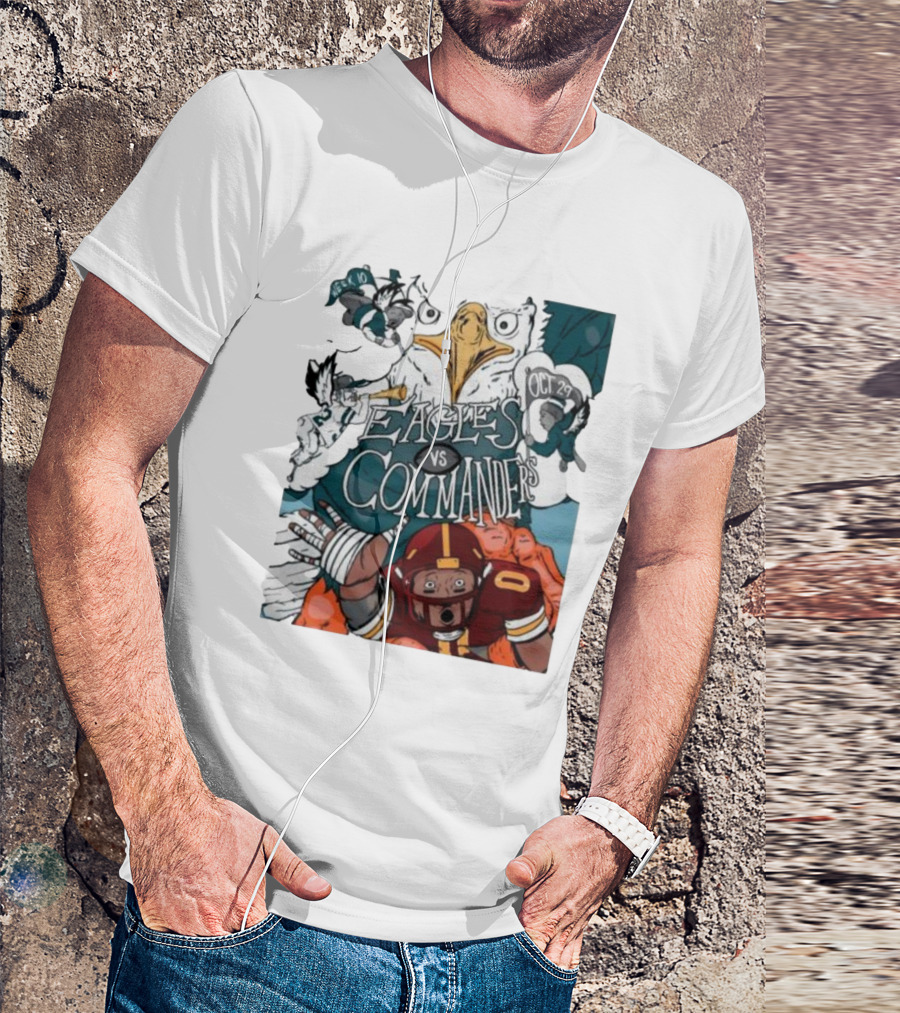 Eagles Vs Commanders Cartoon October 29 Football Showdown T-Shirt