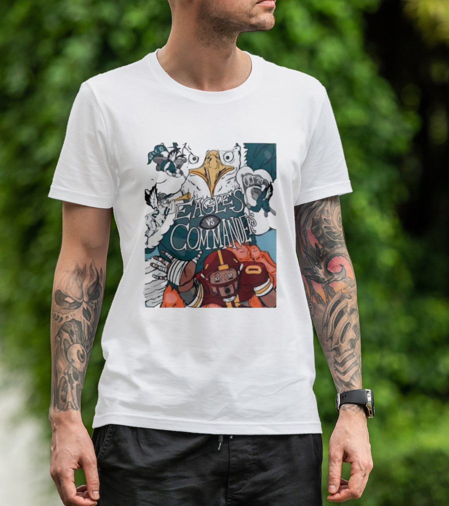 Eagles Vs Commanders Cartoon October 29 Football Showdown T-Shirt