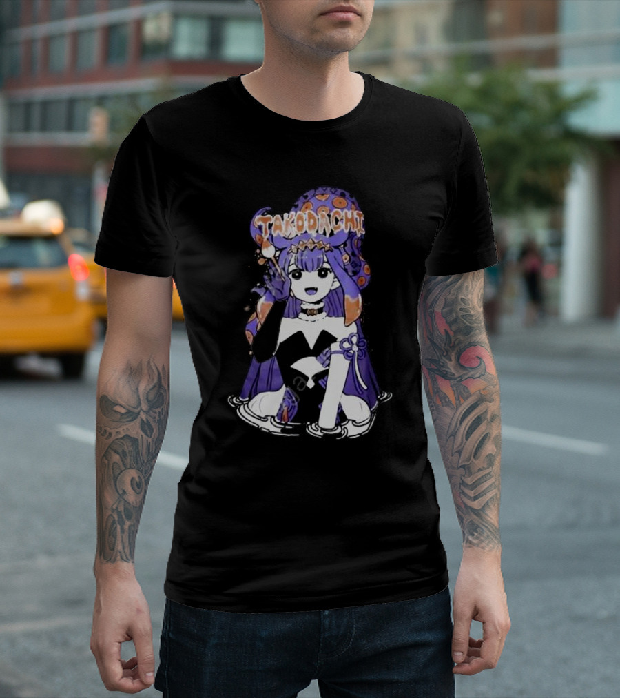 Takodachi Anime-Inspired Character With Purple And Orange Accents T-Shirt