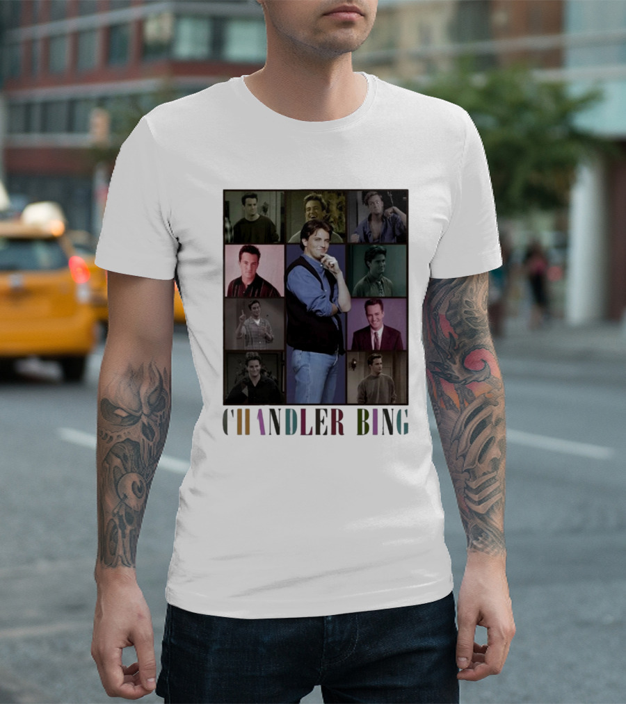 Retro Chandler Bing 90s Sweater Matthew Perry Collage T-Shirt