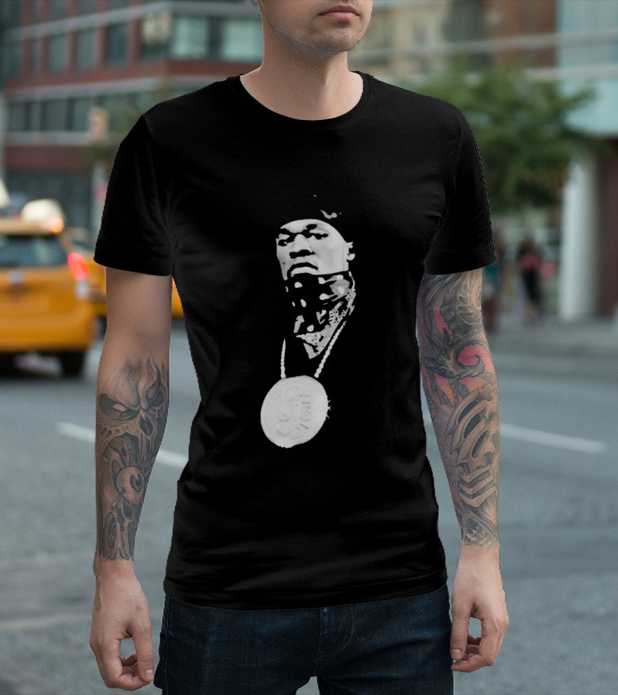 Drake Ibashar Bandana Portrait With Large Medal Necklace T-Shirt