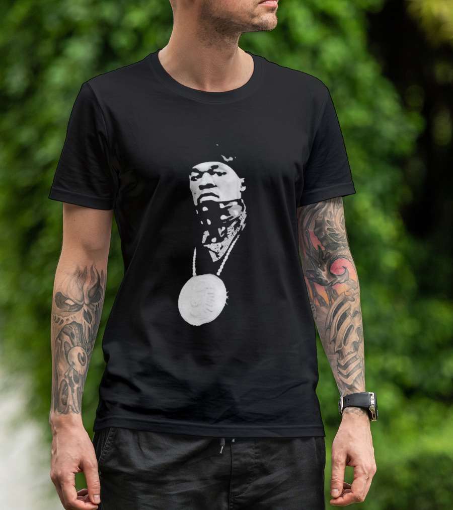 Drake Ibashar Bandana Portrait With Large Medal Necklace T-Shirt