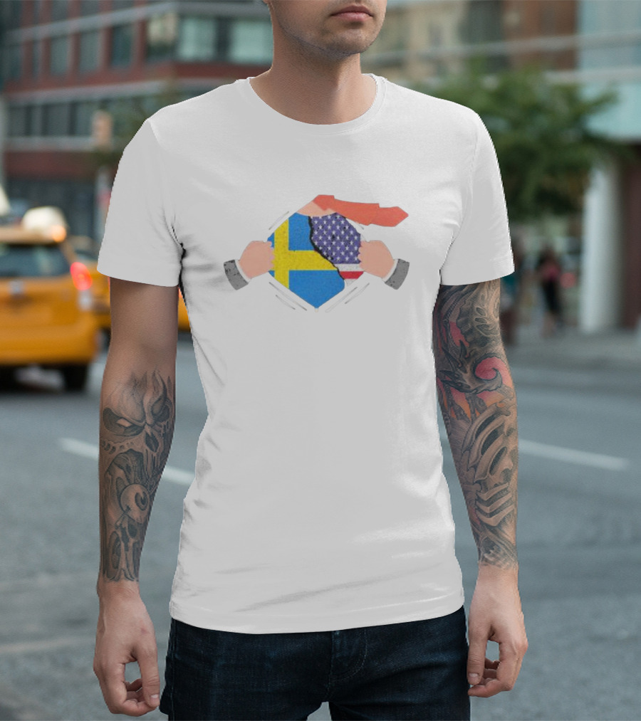 Ripping Off Sweden and America Flag T-Shirt