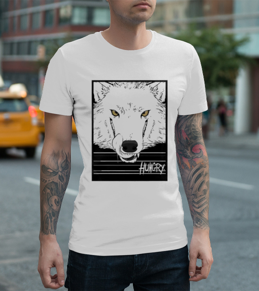Sloshdog Hungry Wolf Face Yellow Eyes T-Shirt