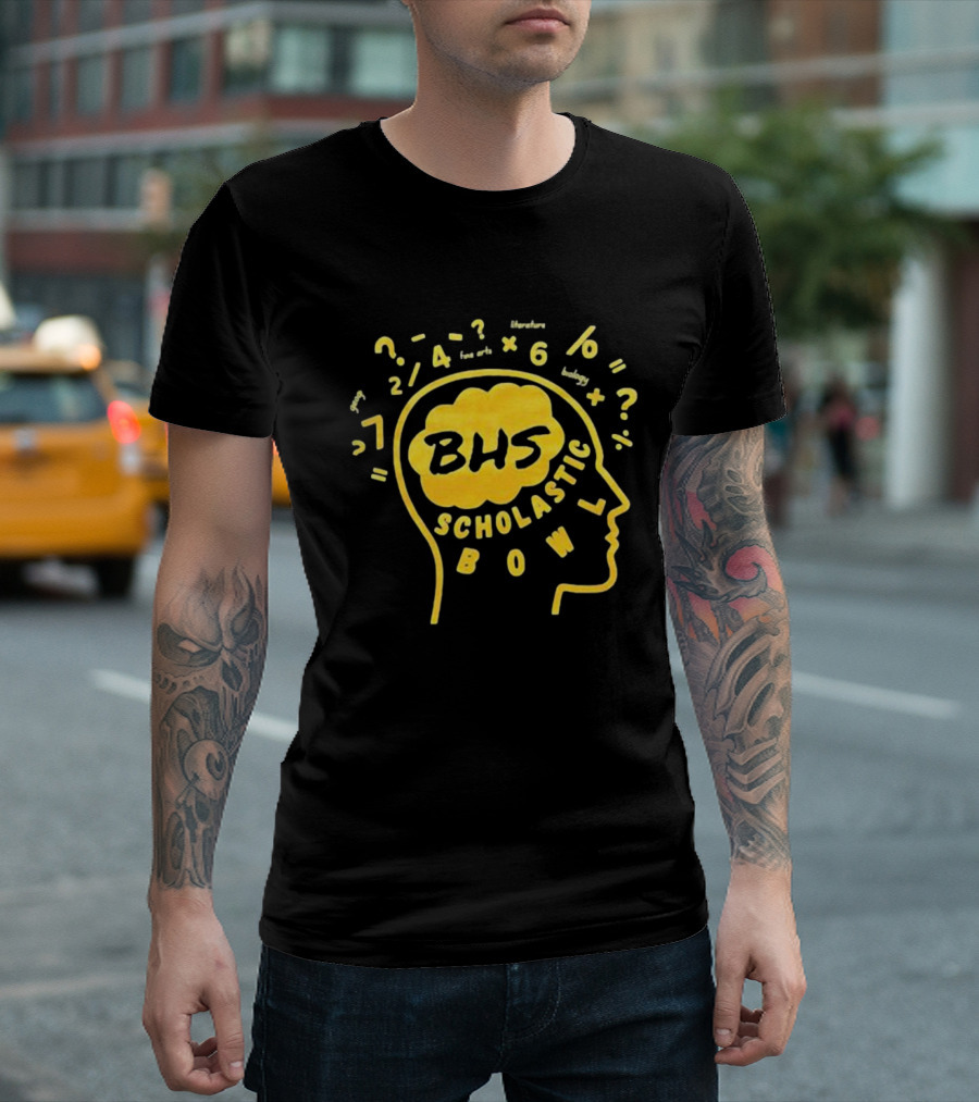 BHS Scholastic Bowl 2023-24 Team Debut with Quiz Symbols and Subject Highlights T-Shirt