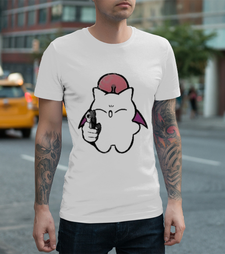 Gun Wielding Moogle by Wisdomeel T-Shirt