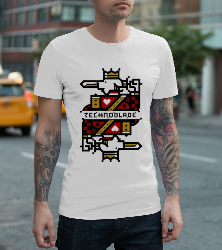 Technoblade Crowned Warrior Card Heart Sword T-Shirt