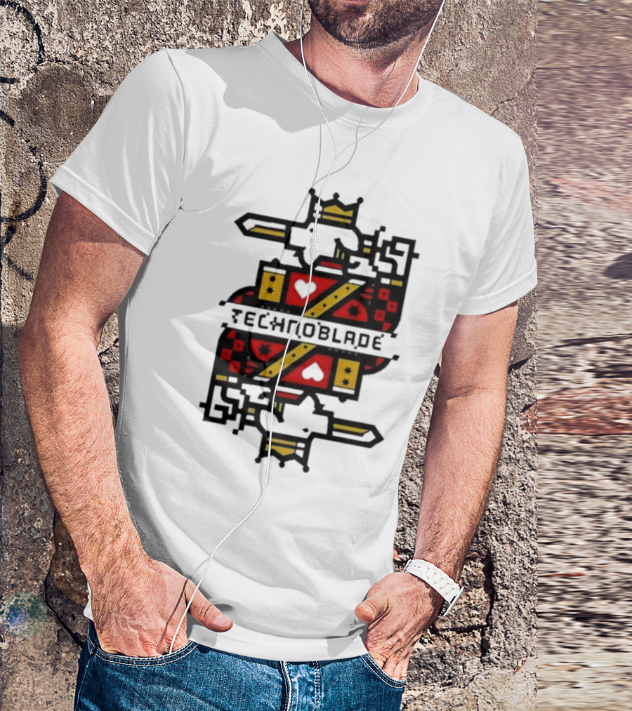 Technoblade Crowned Warrior Card Heart Sword T-Shirt