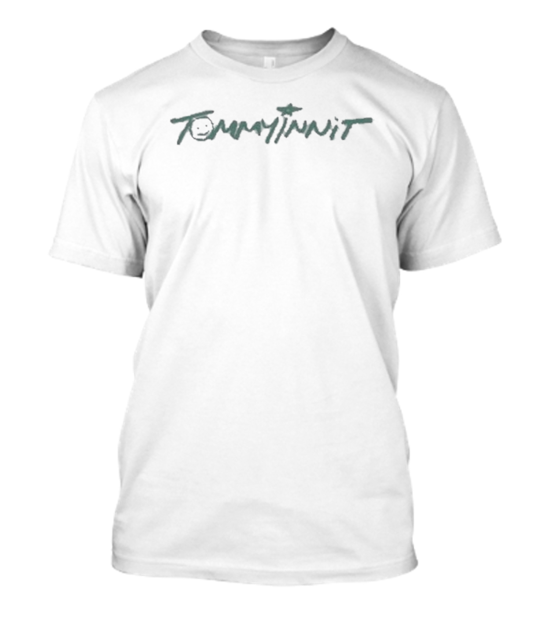 Tommyinnit Signature Light Green Star And Smiley Face Icon On Dark Grey T-Shirt