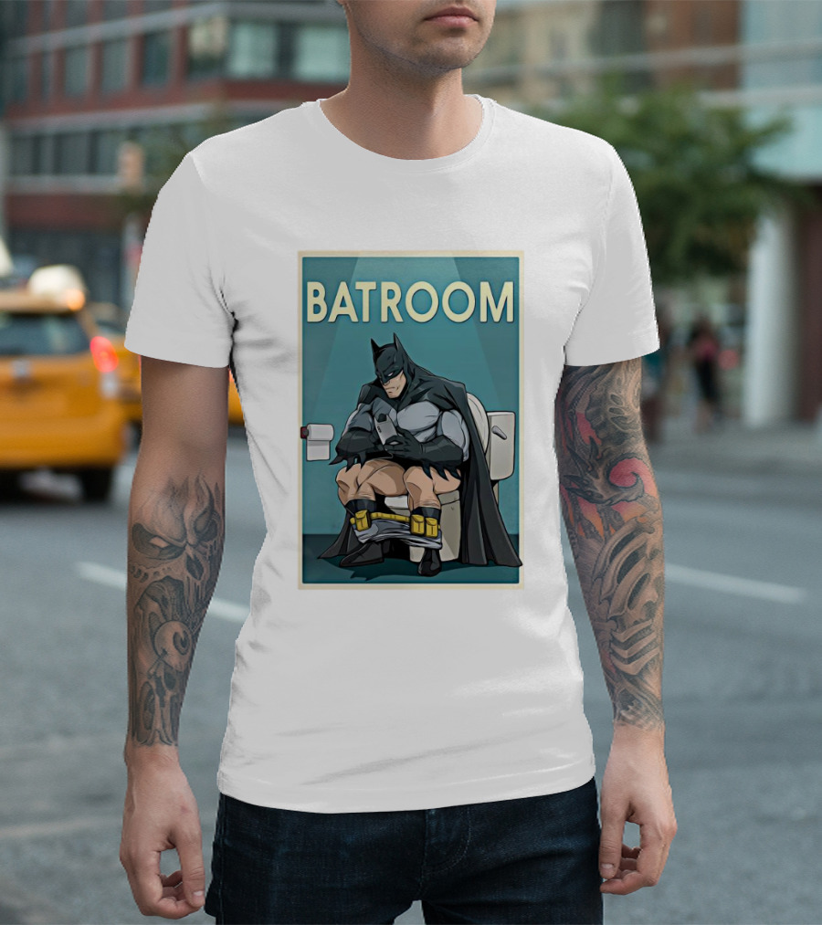 BATROOM Batman Comic Style Toilet Humor T-Shirt