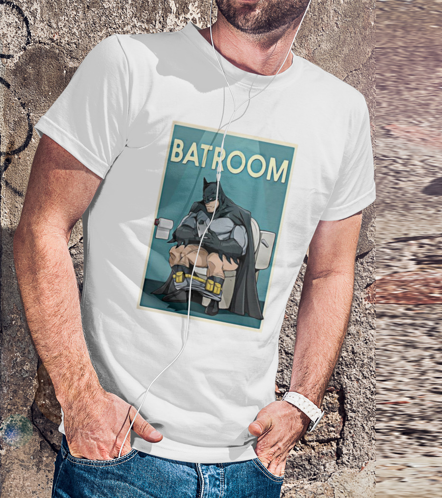 BATROOM Batman Comic Style Toilet Humor T-Shirt