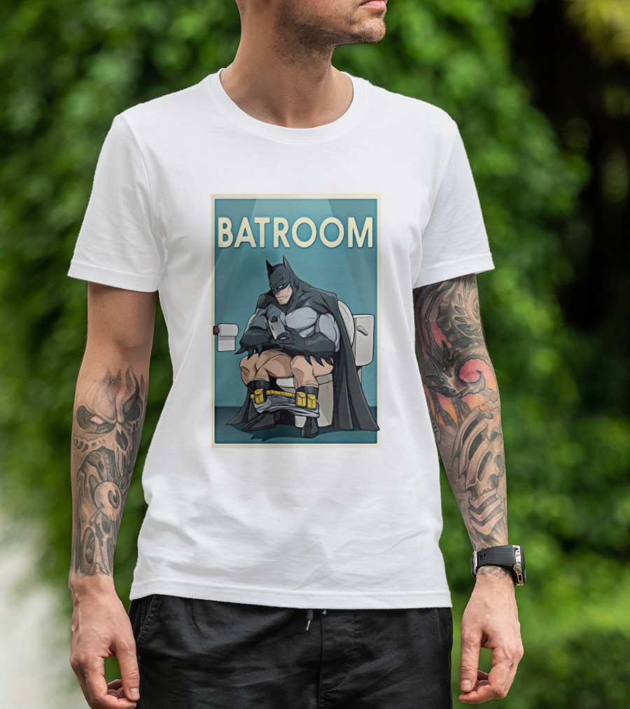 BATROOM Batman Comic Style Toilet Humor T-Shirt