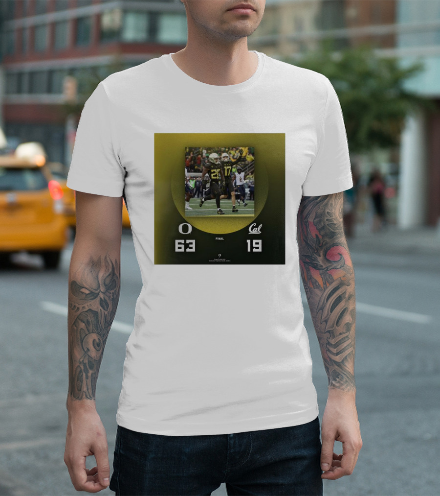 Oregon Ducks 63-19 Victory Over California Golden Bears Football Final Score T-Shirt