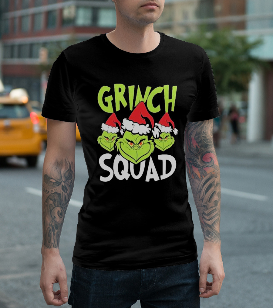 Grinch Squad Christmas Santa Hat Trio T-Shirt