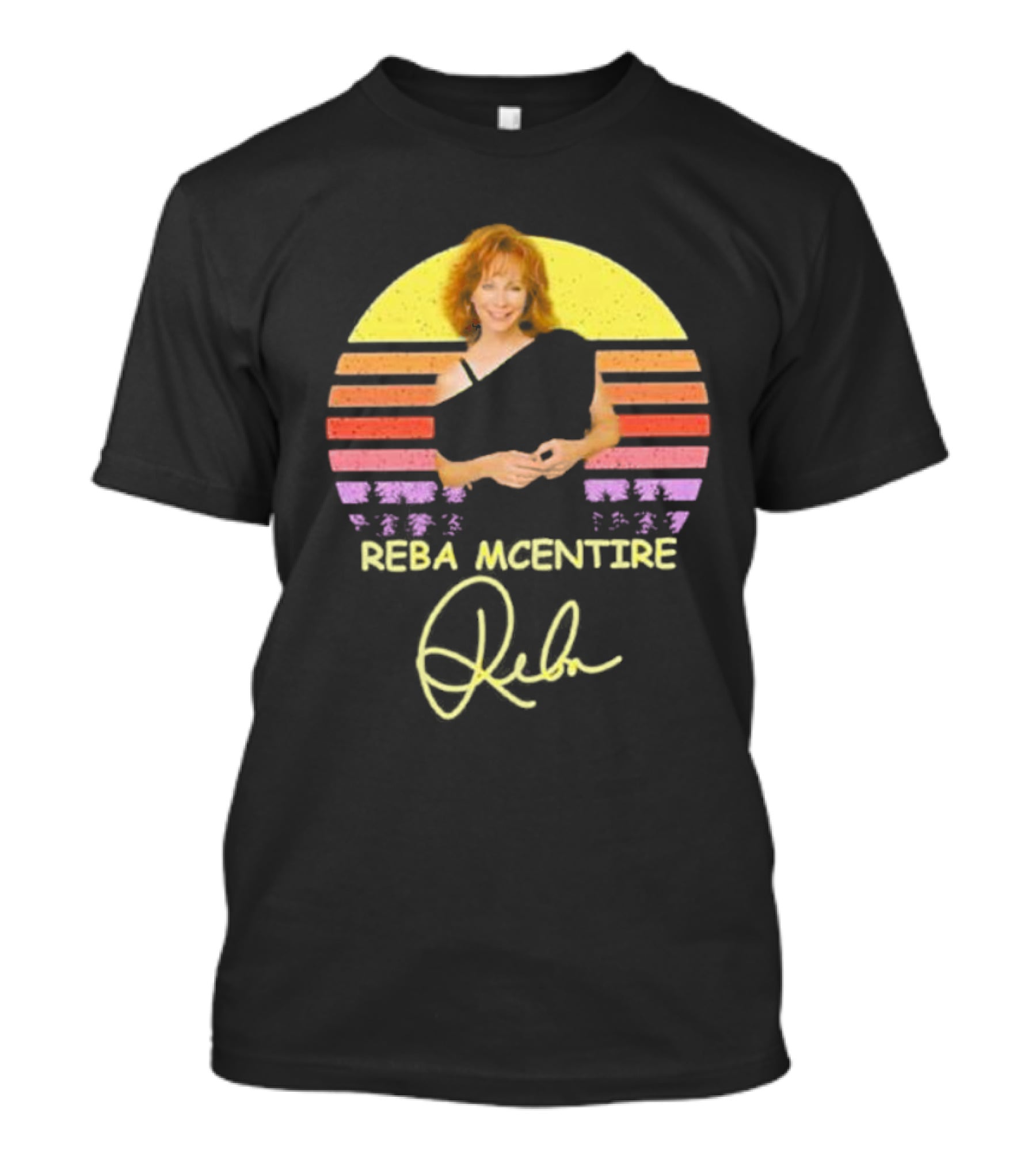 Reba McEntire Vintage Smile Signature Retro Sunset Image T-Shirt