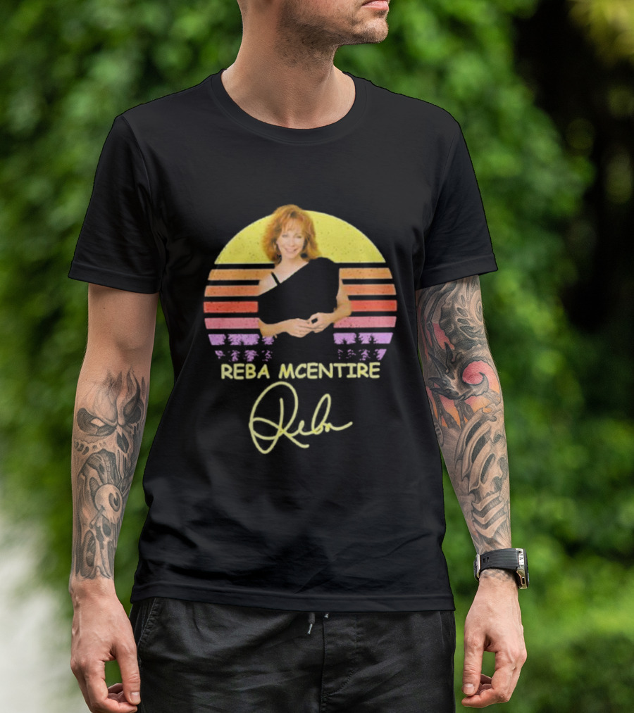 Reba McEntire Vintage Smile Signature Retro Sunset Image T-Shirt