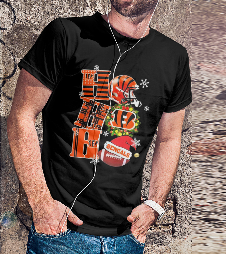 Cincinnati Bengals Ho Ho Ho Christmas Football Team T-Shirt