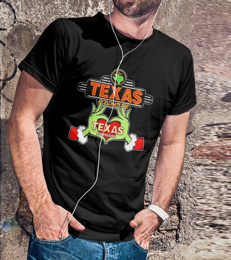 Texas Roadhouse Grinch Hand Love Christmas T-Shirt