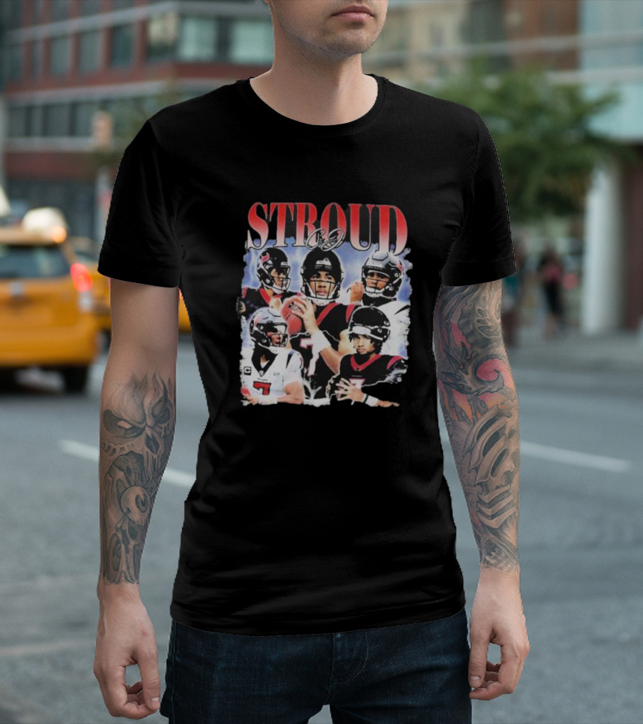 Stroud CJ Football 90s Style Houston NFL Quarterback Vintage Images T-Shirt