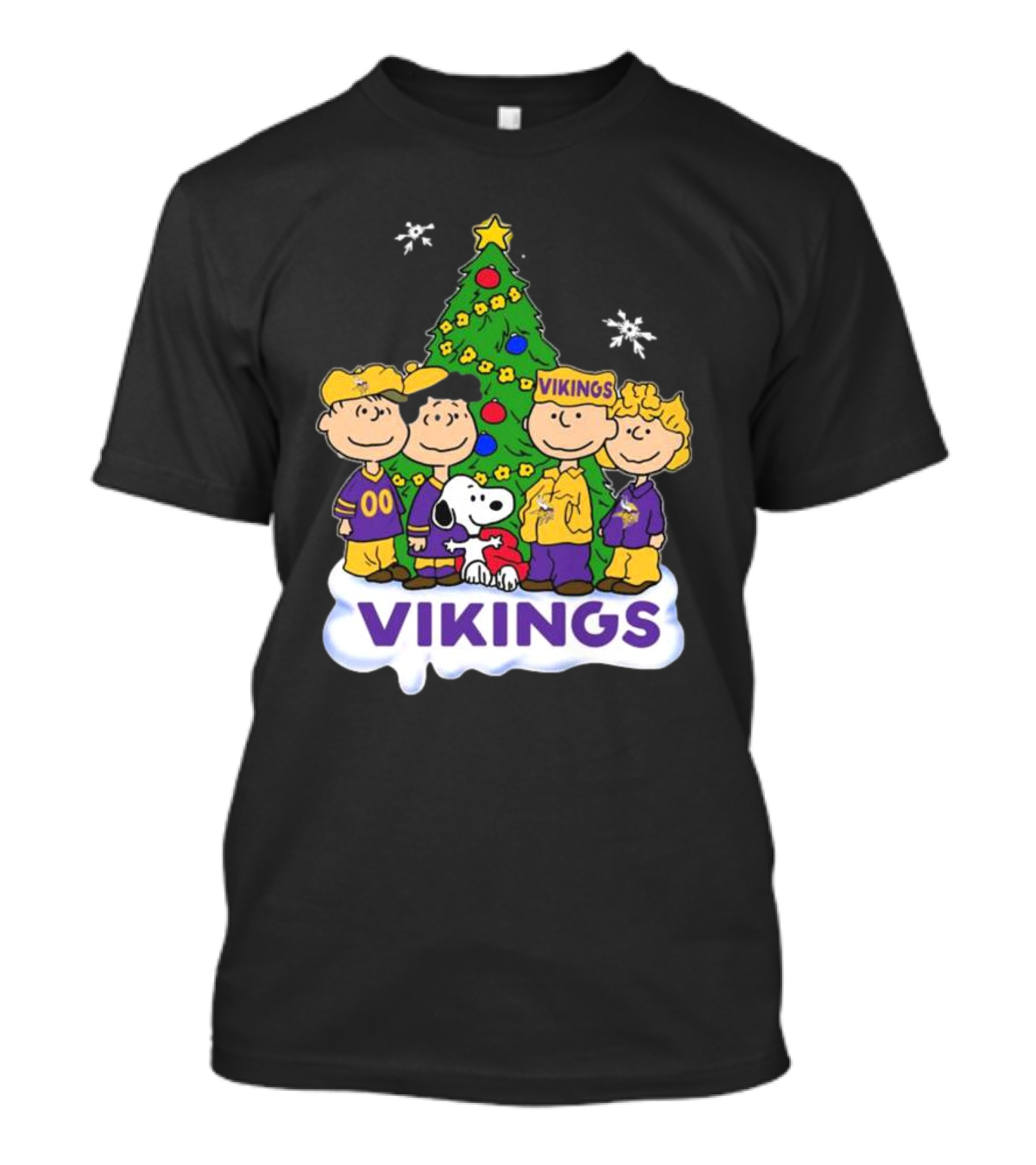Peanuts Characters Vikings Christmas Tree Minnesota Vikings Holiday T-Shirt