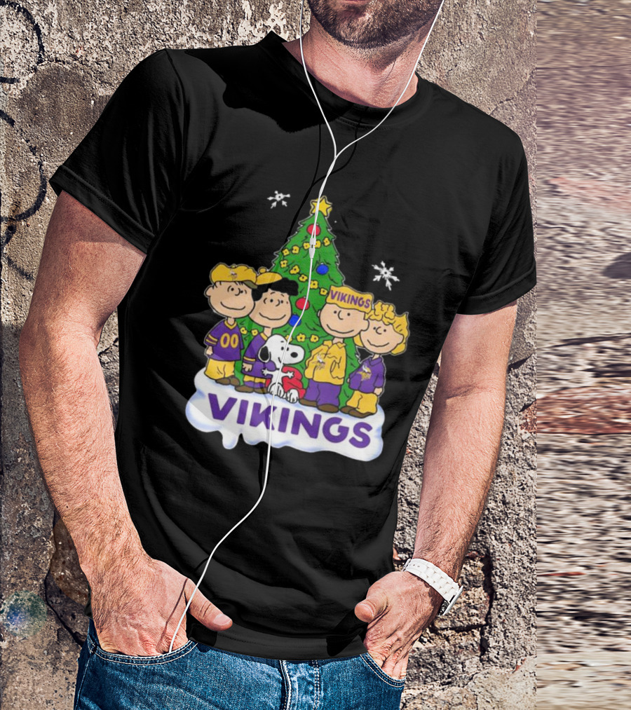 Peanuts Characters Vikings Christmas Tree Minnesota Vikings Holiday T-Shirt