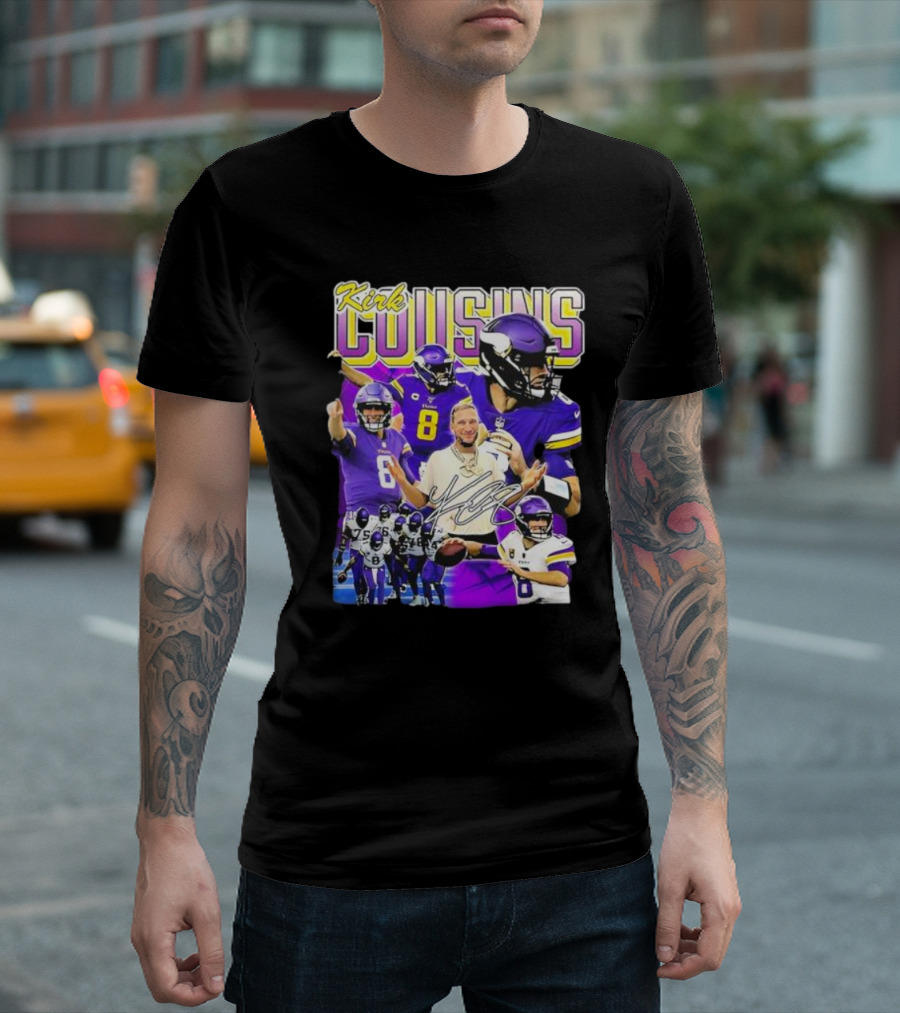 Kirk Cousins Minnesota Vikings Quarterback Number 8 Football Collage T-Shirt
