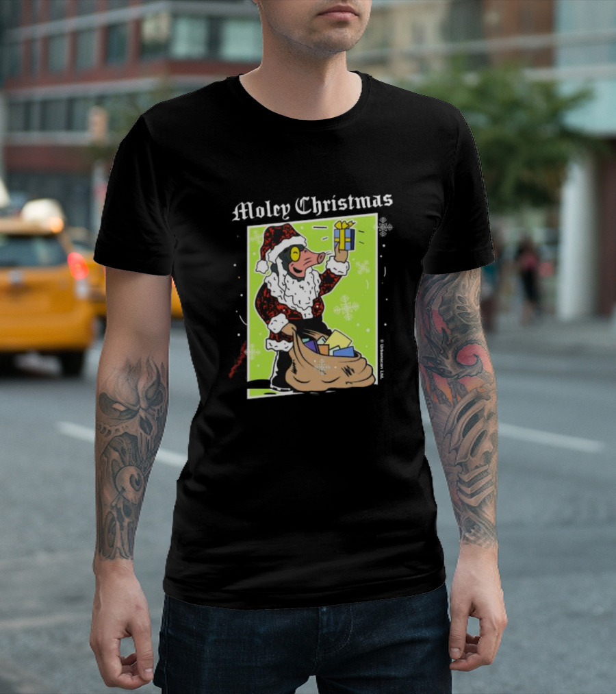 Moley Christmas Santa Mouse Holiday Present T-Shirt