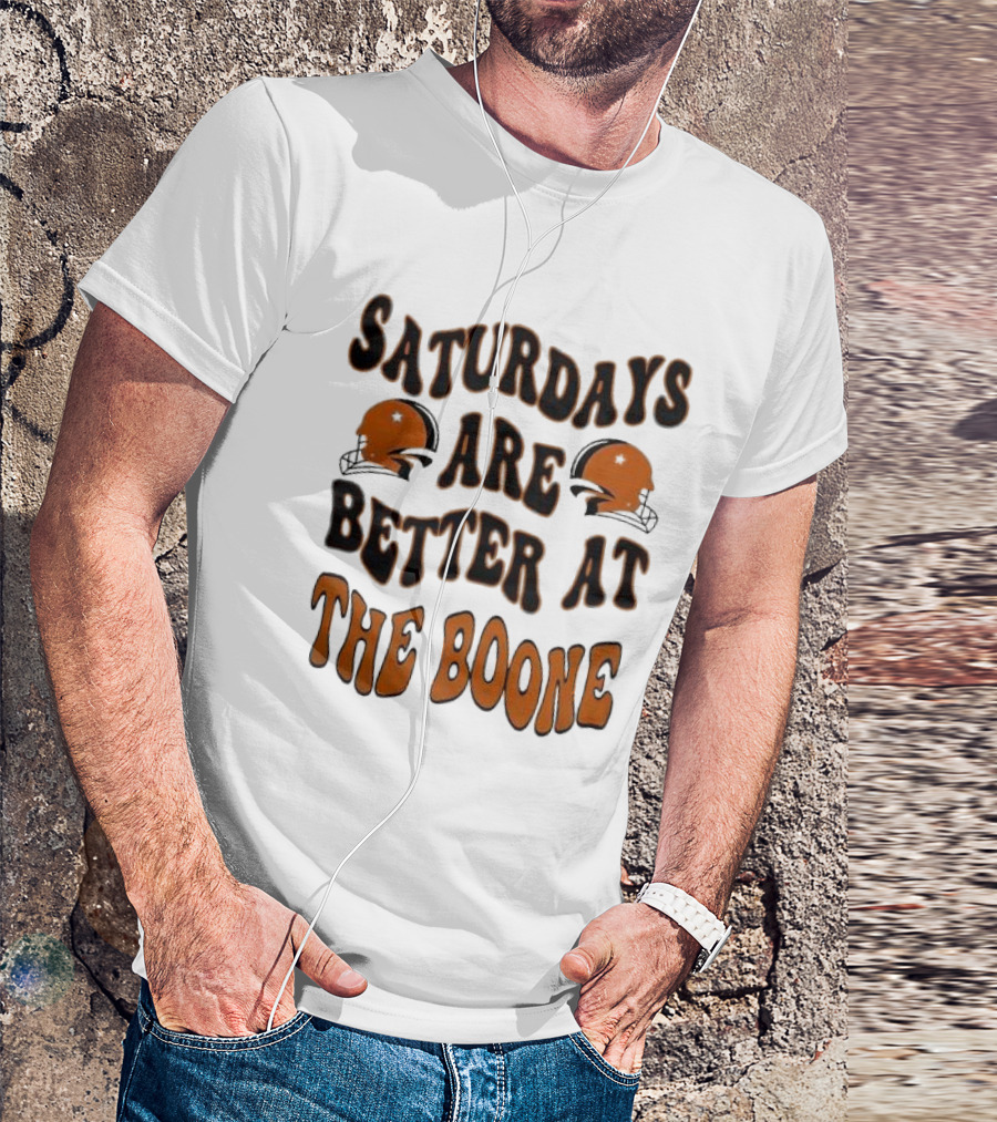 Oklahoma State Cowboys Saturdays Are Better At The Boone With Football Helmets T-Shirt
