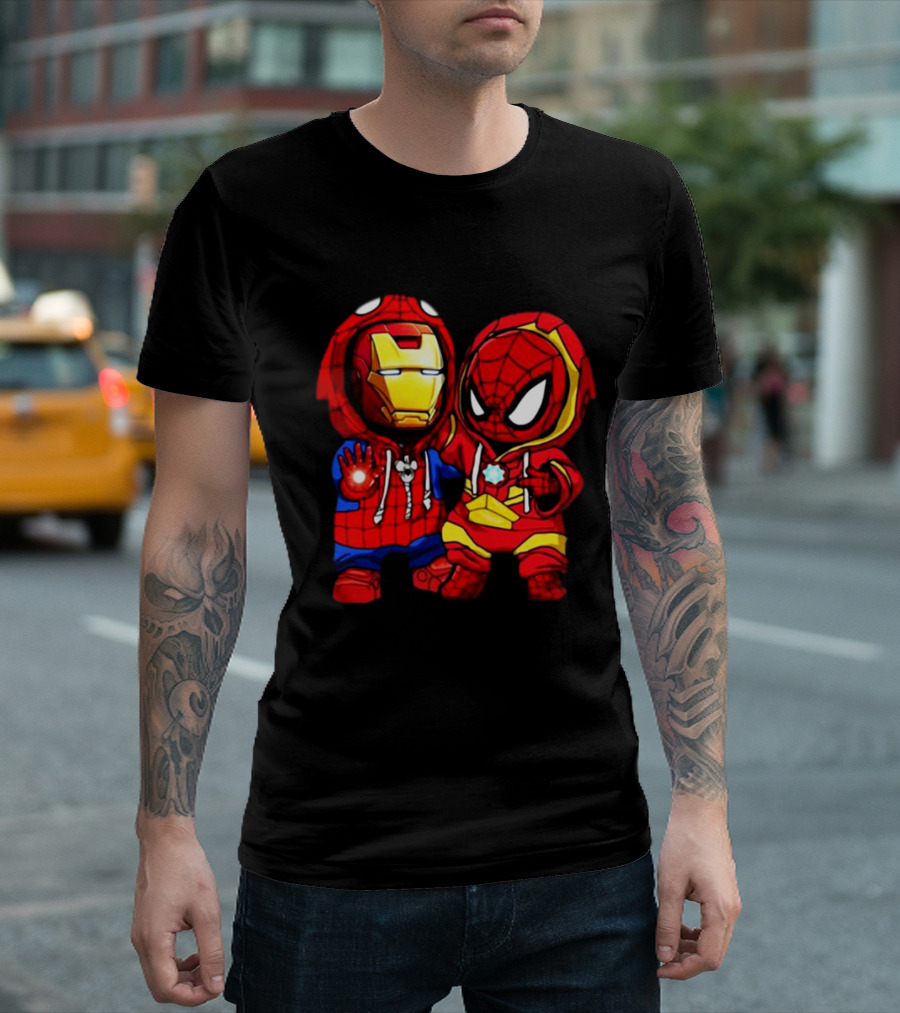 Baby Iron Man And Baby Spiderman Heroes Duo T-Shirt