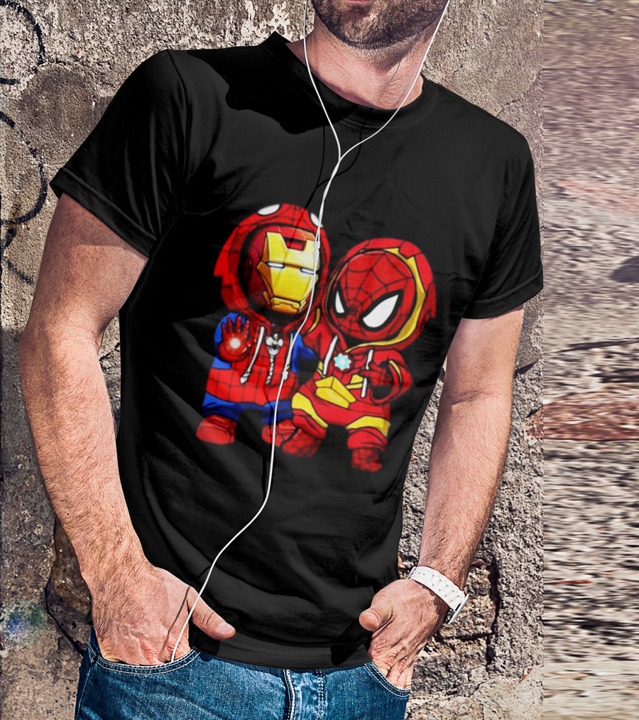 Baby Iron Man And Baby Spiderman Heroes Duo T-Shirt