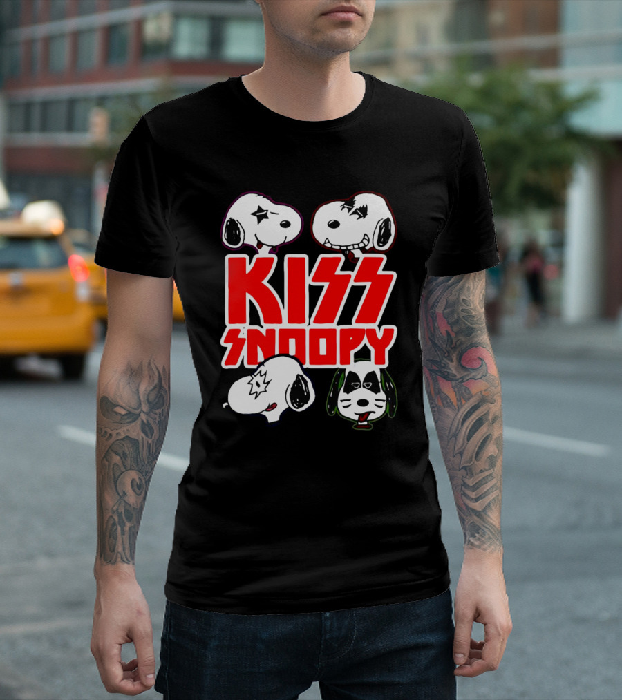 Kiss Snoopy Faces Rock Band T-Shirt