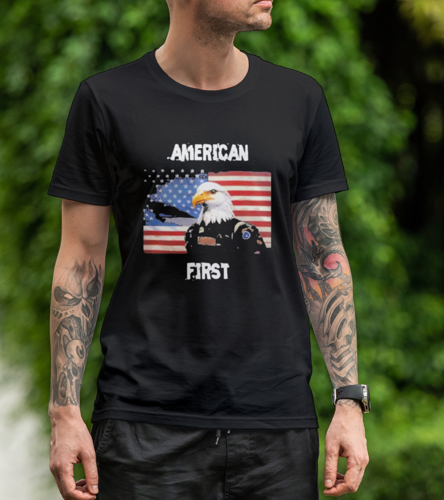 American Eagle Soldier American First US Flag Patriotic T-Shirt