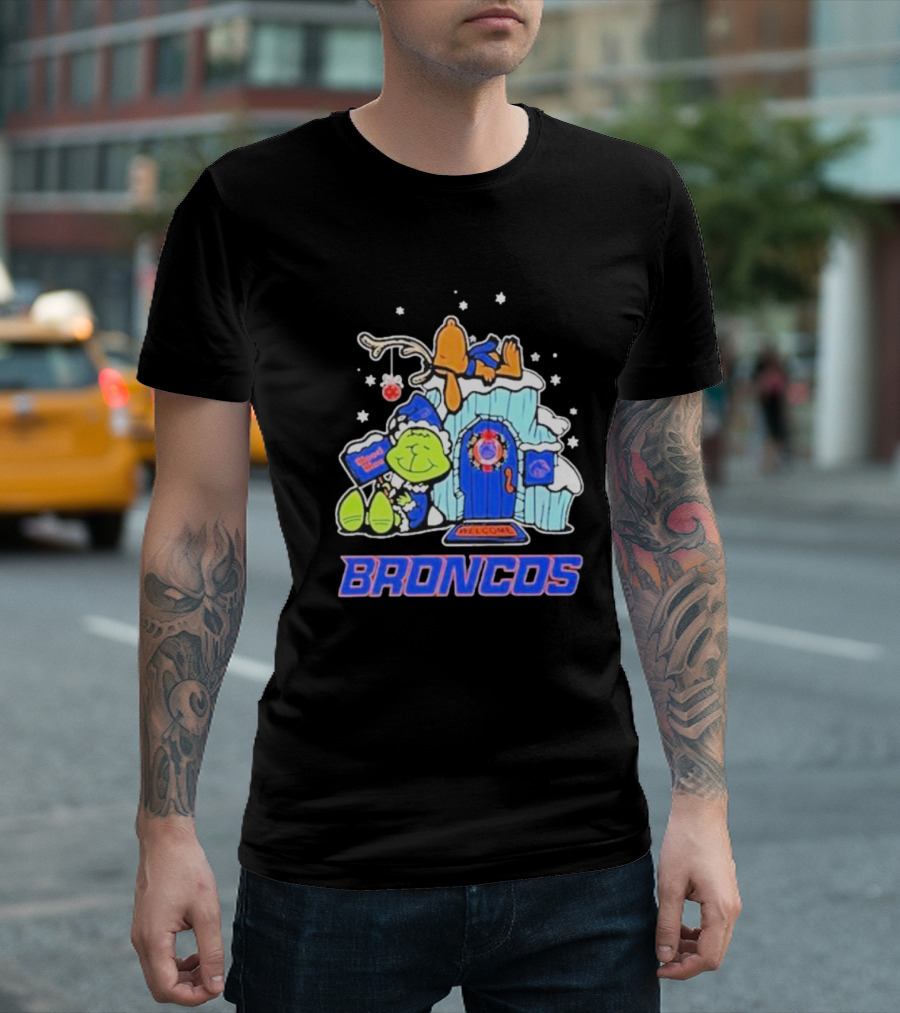 Broncos Grinch Christmas Welcome Boise State T-Shirt
