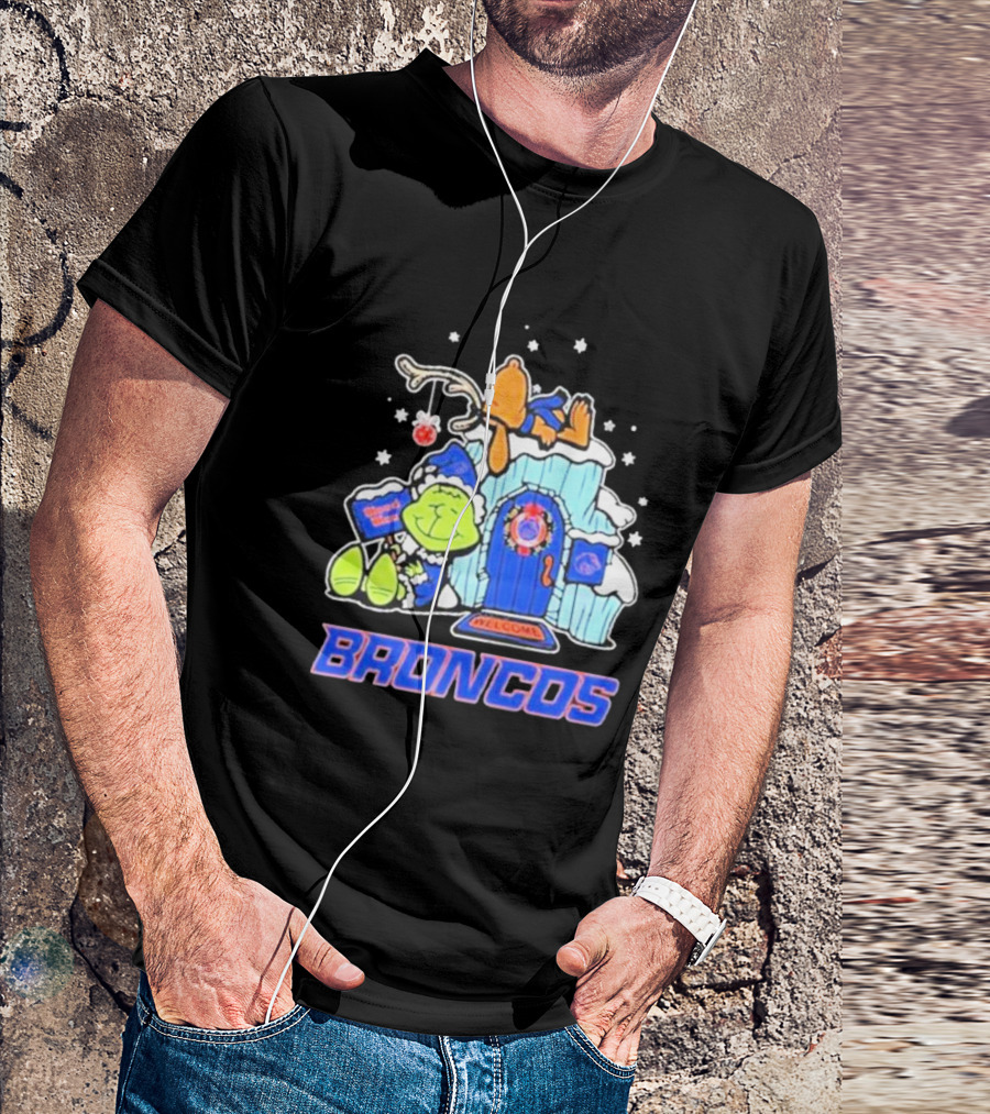 Broncos Grinch Christmas Welcome Boise State T-Shirt