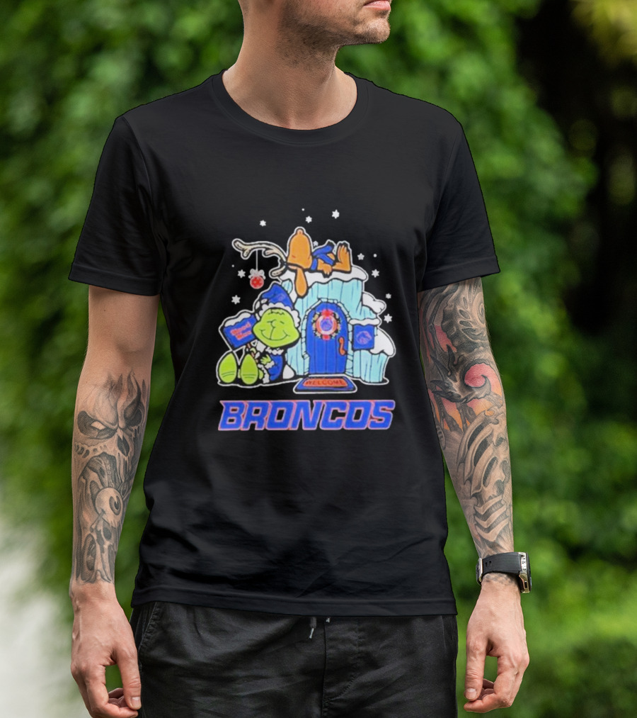 Broncos Grinch Christmas Welcome Boise State T-Shirt