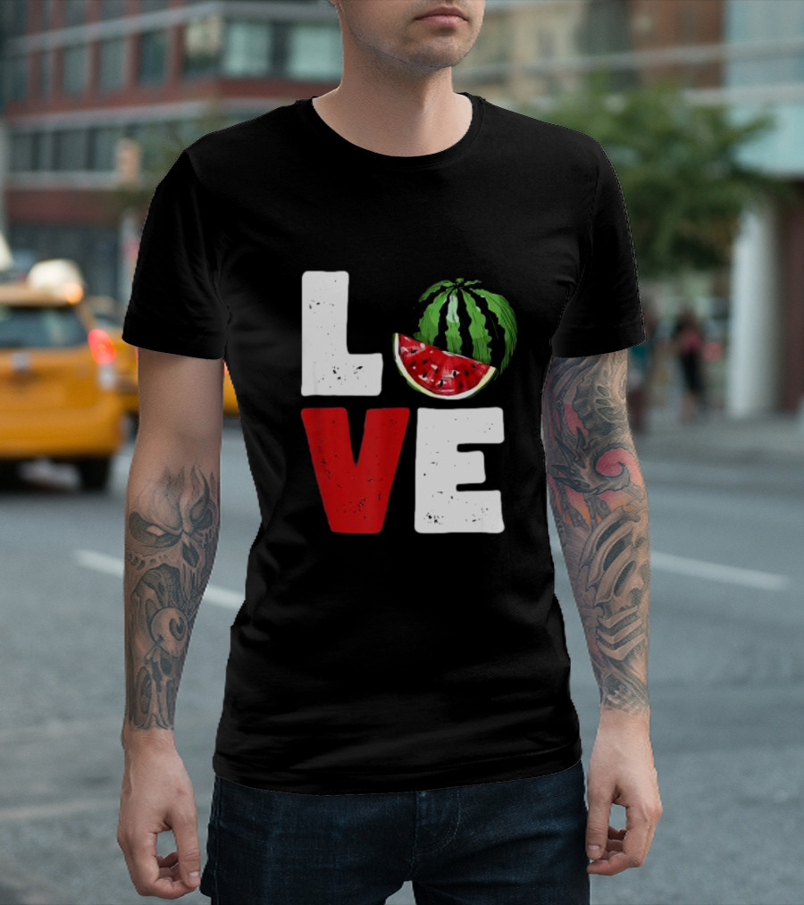 LOVE Watermelon Slice Typography T-Shirt