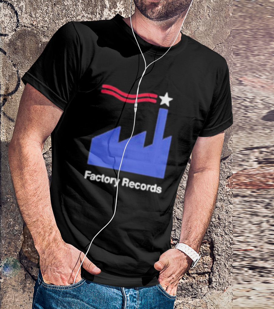 Factory Records Iconic Logo With Star And Stripes Factory T-Shirt