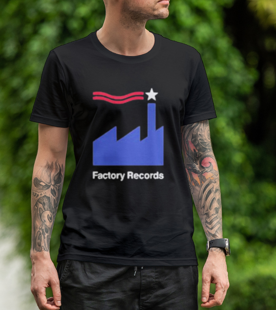 Factory Records Iconic Logo With Star And Stripes Factory T-Shirt
