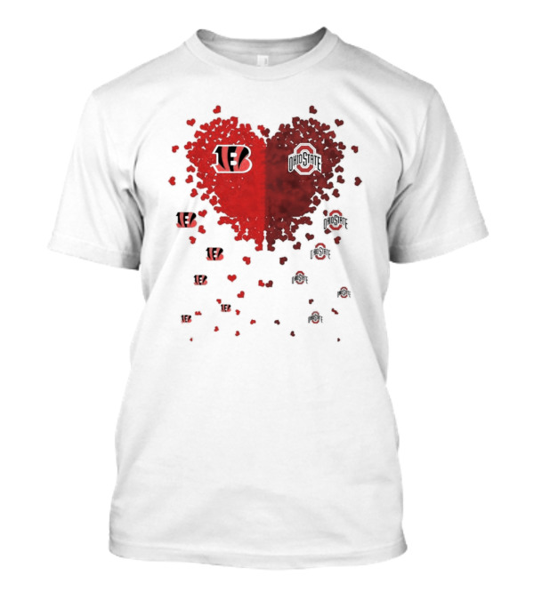 Cincinnati Bengals Ohio State Buckeye Heart Shape T-Shirt