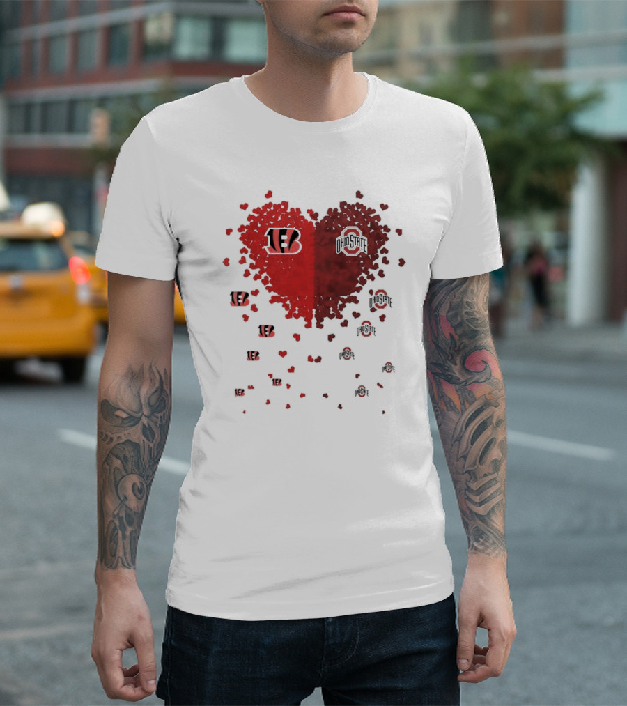 Cincinnati Bengals Ohio State Buckeye Heart Shape T-Shirt