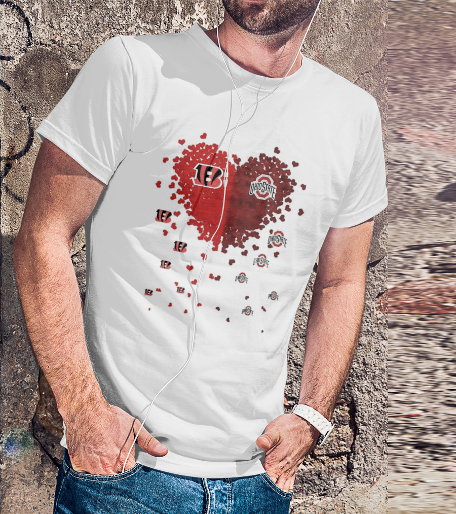 Cincinnati Bengals Ohio State Buckeye Heart Shape T-Shirt