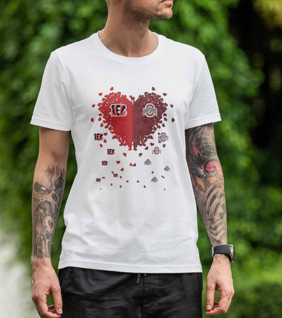 Cincinnati Bengals Ohio State Buckeye Heart Shape T-Shirt