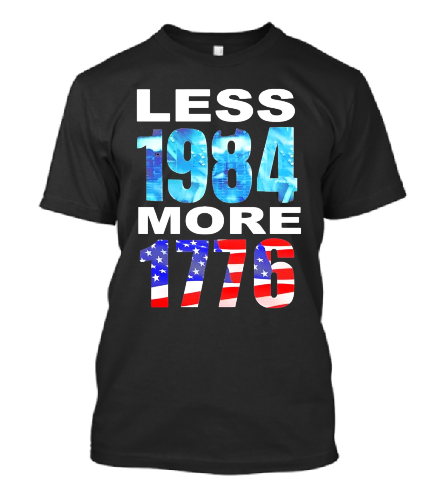Hi-Rez The Rapper Less 1984 More 1776 American Flag Text T-Shirt