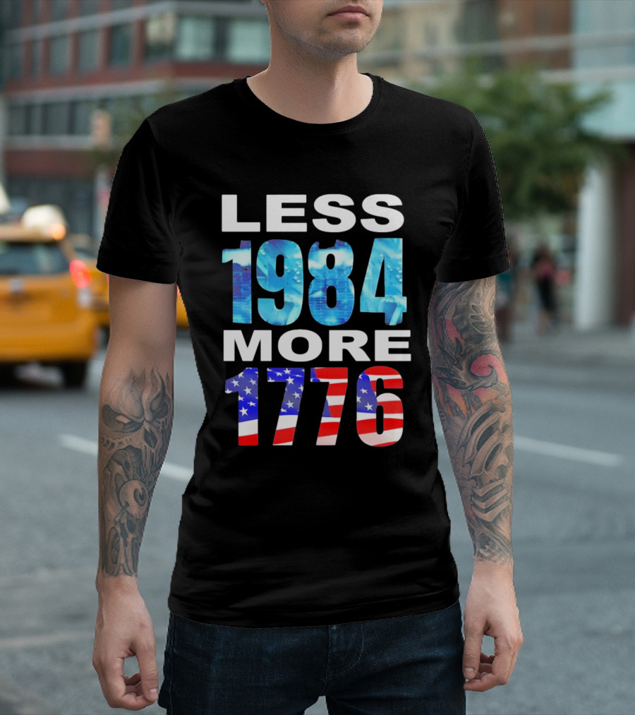 Hi-Rez The Rapper Less 1984 More 1776 American Flag Text T-Shirt