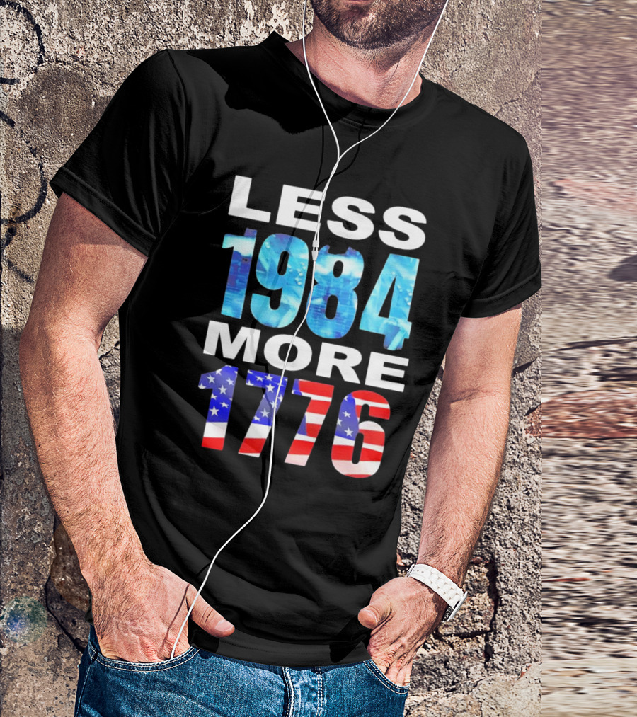 Hi-Rez The Rapper Less 1984 More 1776 American Flag Text T-Shirt