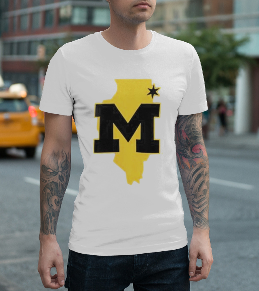 University Of Michigan M Den Pop-Up Chicago Map T-Shirt