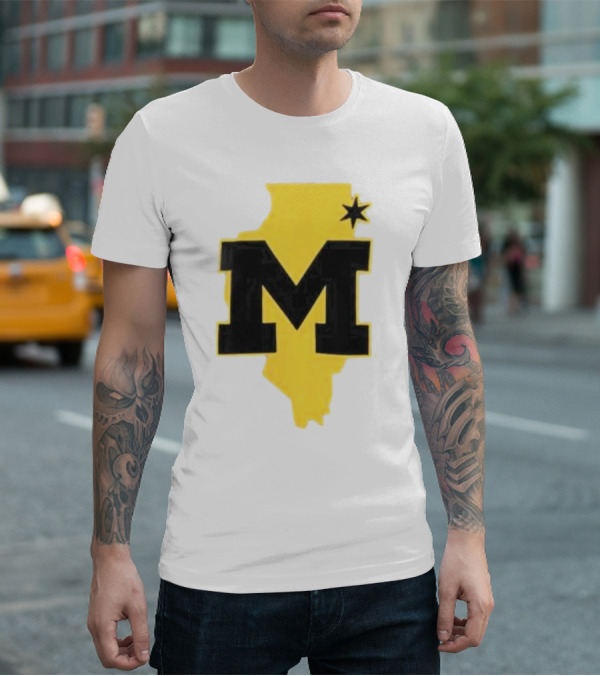 University Of Michigan M Den Pop-Up Chicago Map T-Shirt