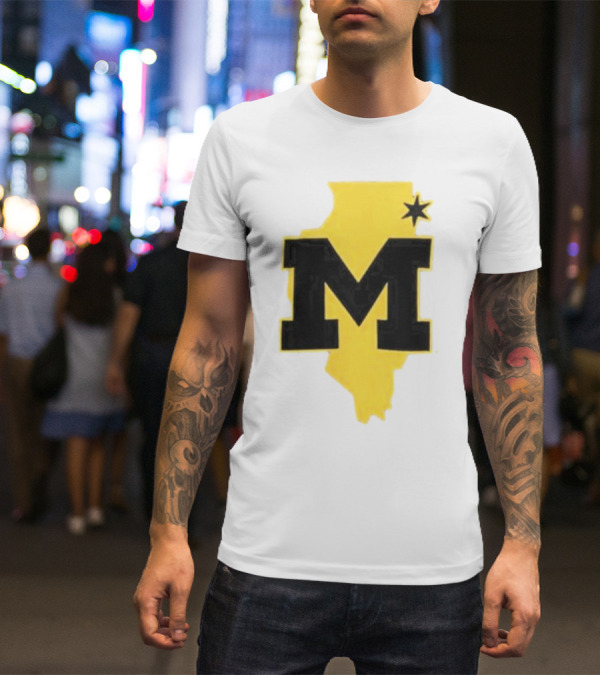 University Of Michigan M Den Pop-Up Chicago Map T-Shirt