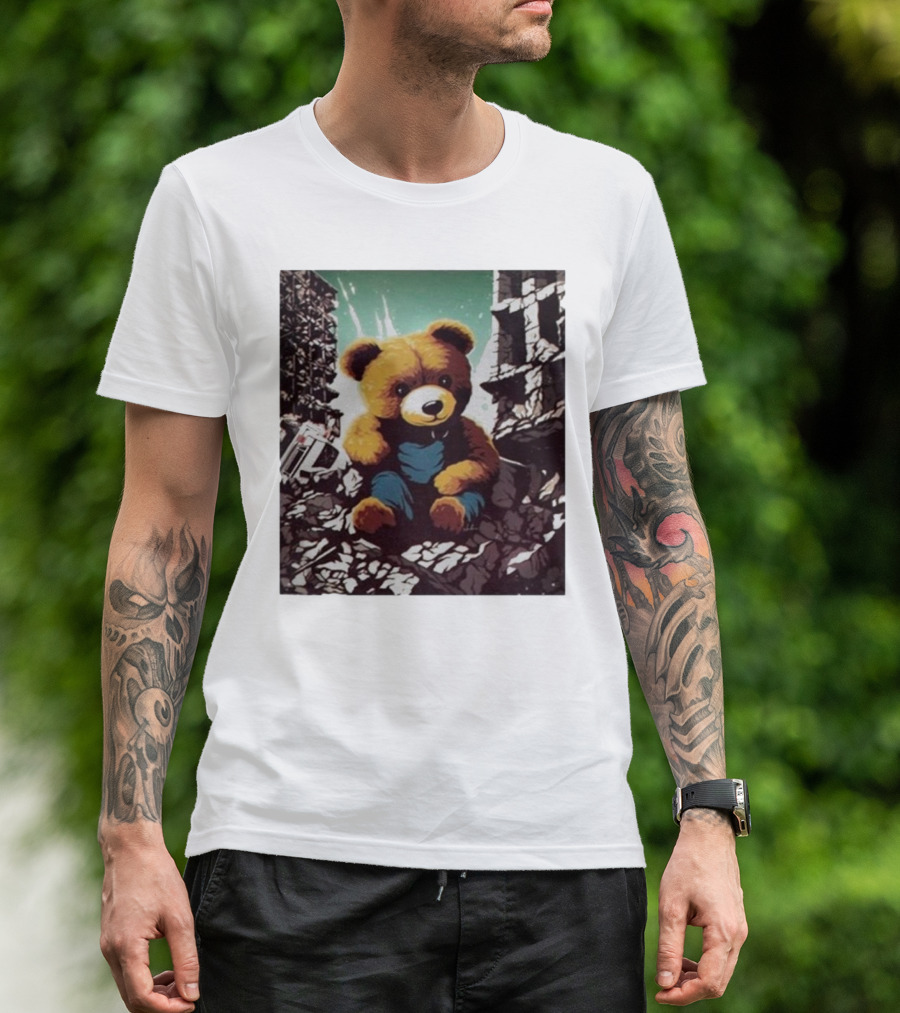 Nordacious Ceasefire Now Teddy Bear Amidst Ruins T-Shirt